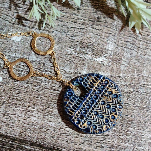 handmade Jewelry - 🐇5/$25 Handcrafted Navy clay necklace